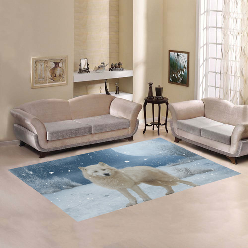 Awesome arctic wolf Area Rug7'x5'