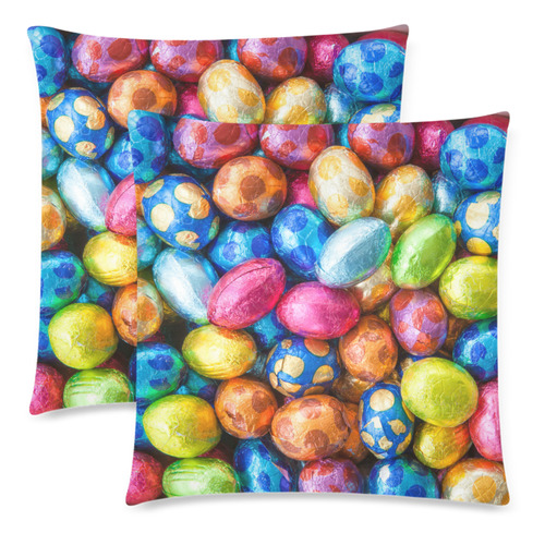 Easter Egg Custom Zippered Pillow Cases 18"x 18" (Twin Sides) (Set of 2)