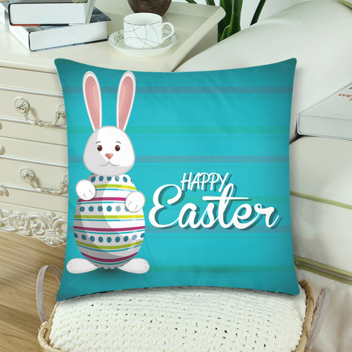 Easter Egg rabbit Custom Zippered Pillow Cases 18"x 18" (Twin Sides) (Set of 2)
