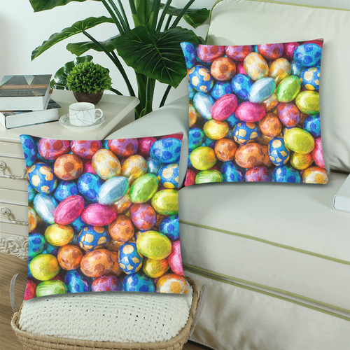 Easter Egg Custom Zippered Pillow Cases 18"x 18" (Twin Sides) (Set of 2)