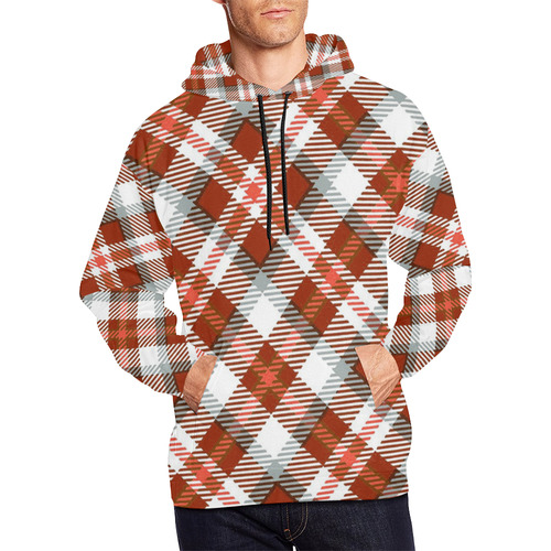 TARTAN-3 All Over Print Hoodie for Men/Large Size (USA Size) (Model H13)