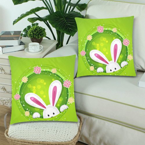 Easter rabbit Custom Zippered Pillow Cases 18"x 18" (Twin Sides) (Set of 2)