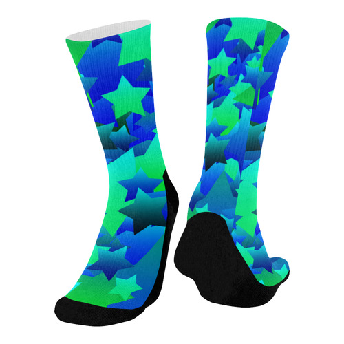 Bubble Stars Blue Mid-Calf Socks (Black Sole)