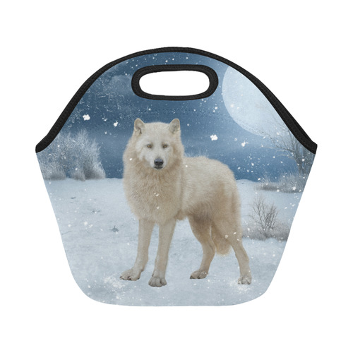 Awesome arctic wolf Neoprene Lunch Bag/Small (Model 1669)