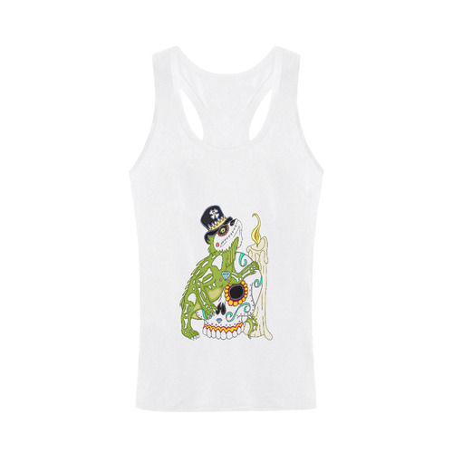 Iguana Sugar Skull White Men's I-shaped Tank Top (Model T32)