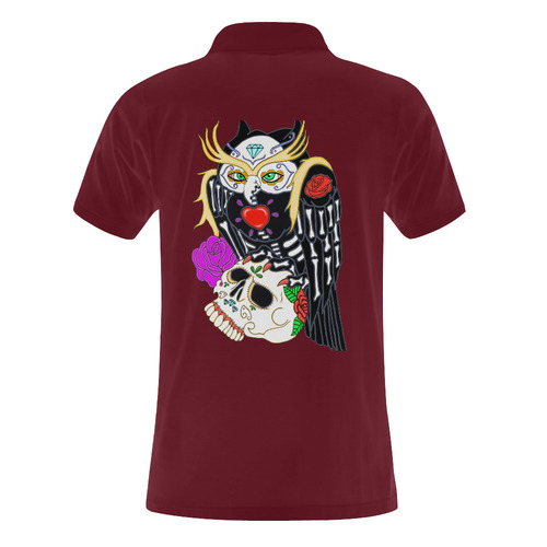 Owl Sugar Skull Red Men's Polo Shirt (Model T24)