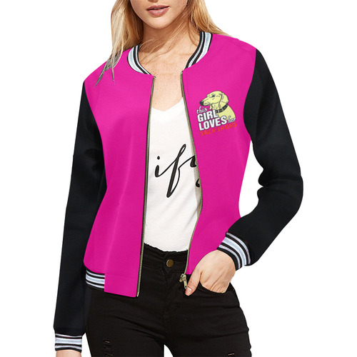 This Girl Loves Her Dachshund All Over Print Bomber Jacket for Women (Model H21)