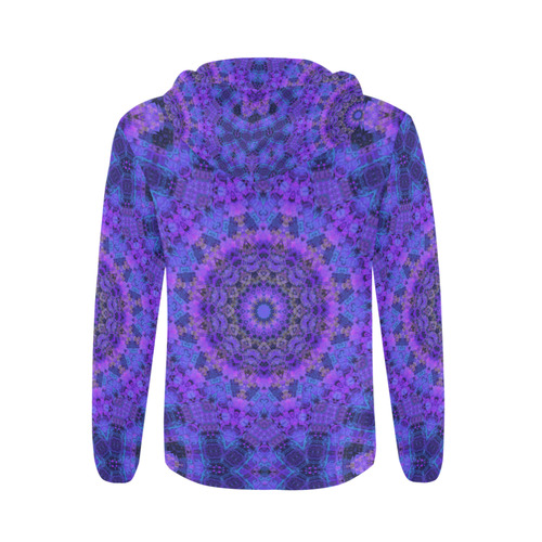 Mandala in Purple/Blue All Over Print Full Zip Hoodie for Men/Large Size (Model H14)