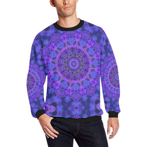 Mandala in Purple/Blue Men's Oversized Fleece Crew Sweatshirt (Model H18)