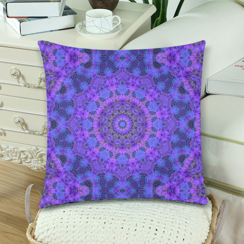 Mandala in Purple/Blue Custom Zippered Pillow Cases 18"x 18" (Twin Sides) (Set of 2)