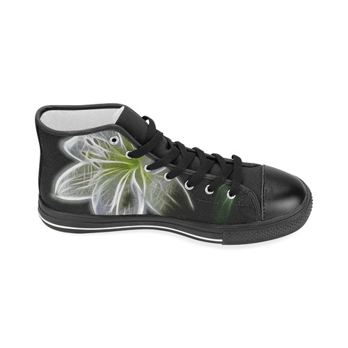 Fractal Attraction White Flower High Topss Women's Classic High Top Canvas Shoes (Model 017)