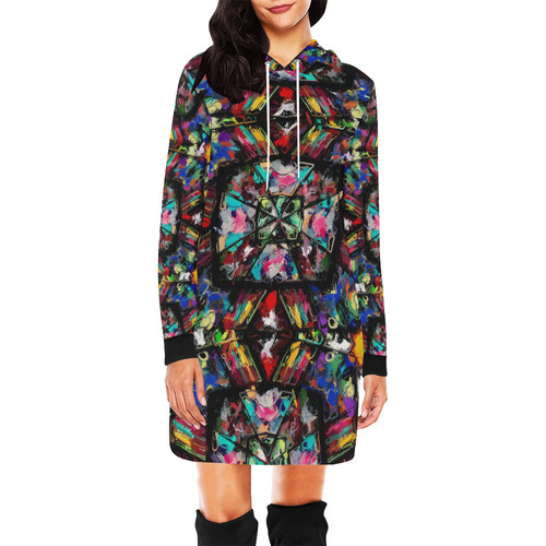 Ecuadorian Stained Glass All Over Print Hoodie Mini Dress (Model H27)