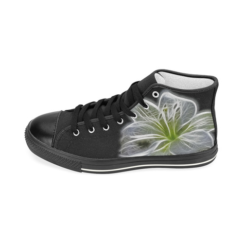 Fractal Attraction White Flower High Topss Women's Classic High Top Canvas Shoes (Model 017)