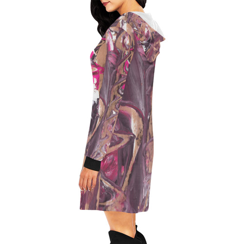Abstract Acryl Painting plum brown pink All Over Print Hoodie Mini Dress (Model H27)