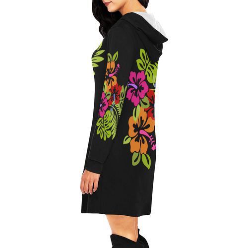 Tropical Hibiscus Flowers Bouquet All Over Print Hoodie Mini Dress (Model H27)
