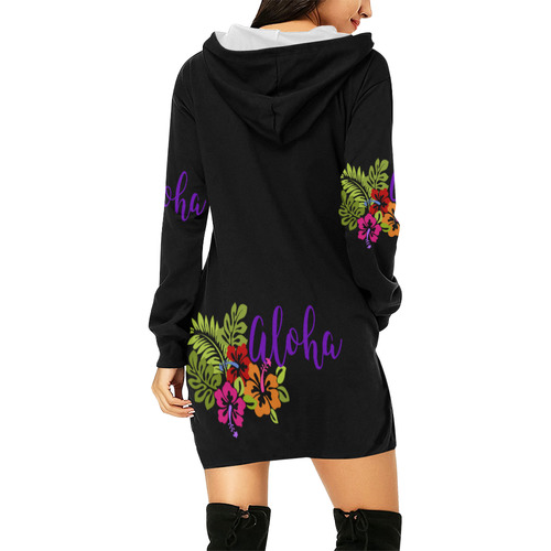 Tropical Aloha Hibiscus Bouquet All Over Print Hoodie Mini Dress (Model H27)