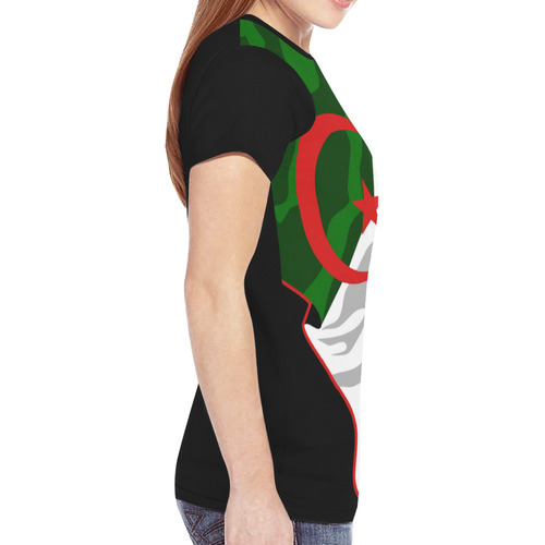 Algeria Ladies Classic Flag Tee 2.0 (Black) New All Over Print T-shirt for Women (Model T45)