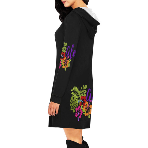 Tropical Aloha Hibiscus Bouquet All Over Print Hoodie Mini Dress (Model H27)