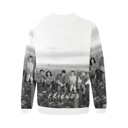 Friends B/W Men's Oversized Fleece Crew Sweatshirt (Model H18)