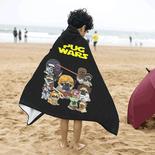 Pug Wars Kids' Hooded Bath Towels