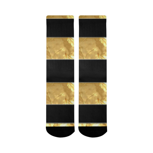 Black Gold Stripes Mid-Calf Socks (Black Sole)