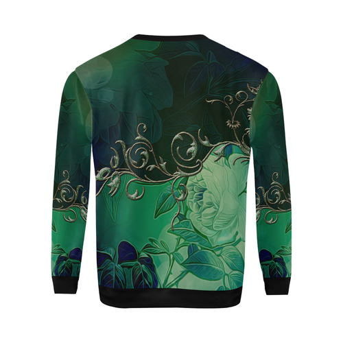 Green floral design All Over Print Crewneck Sweatshirt for Men (Model H18)