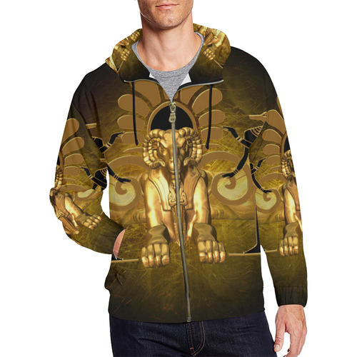 Anubis the egyptian god All Over Print Full Zip Hoodie for Men/Large Size (Model H14)