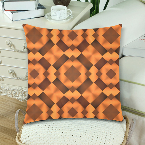 Geometric Pattern in Warm Tones Custom Zippered Pillow Cases 18"x 18" (Twin Sides) (Set of 2)
