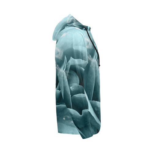 The blue rose All Over Print Full Zip Hoodie for Men/Large Size (Model H14)