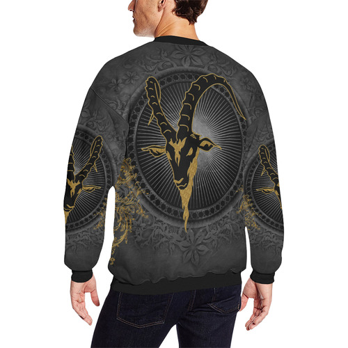 Billy-goat in black and gold Men's Oversized Fleece Crew Sweatshirt (Model H18)