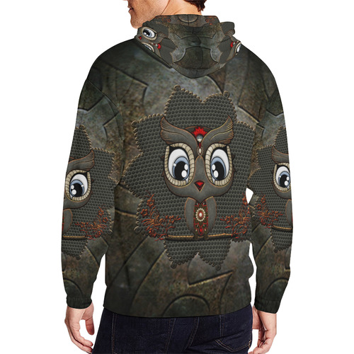 Funny steampunk owl All Over Print Full Zip Hoodie for Men (Model H14)