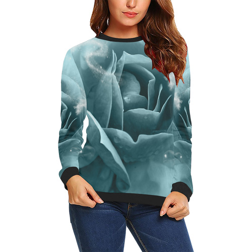 The blue rose All Over Print Crewneck Sweatshirt for Women (Model H18)