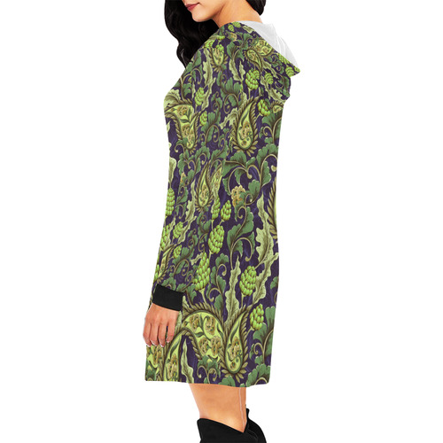 Floral Retro Wallpaper II All Over Print Hoodie Mini Dress (Model H27)