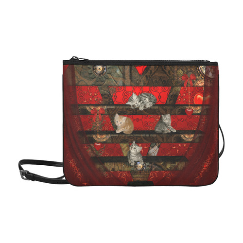 Funny cute kitten Slim Clutch Bag (Model 1668)