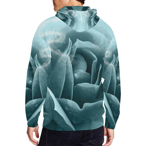 The blue rose All Over Print Full Zip Hoodie for Men/Large Size (Model H14)