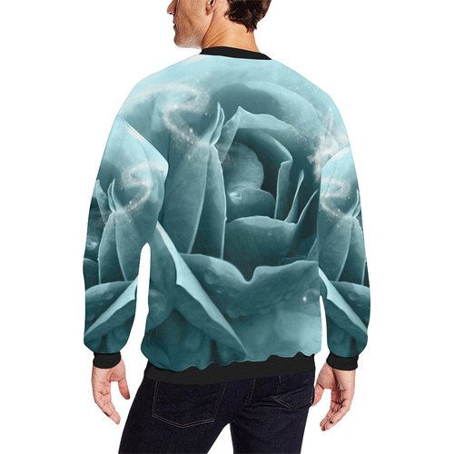 The blue rose Men's Oversized Fleece Crew Sweatshirt/Large Size(Model H18)