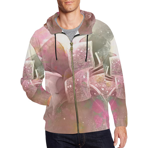 Beautiful soft roses All Over Print Full Zip Hoodie for Men/Large Size (Model H14)