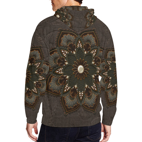 Awesome steampunk mandala All Over Print Full Zip Hoodie for Men/Large Size (Model H14)