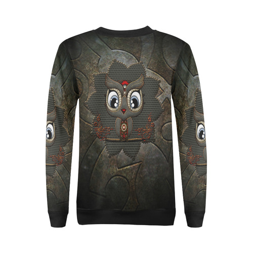 Funny steampunk owl All Over Print Crewneck Sweatshirt for Women (Model H18)