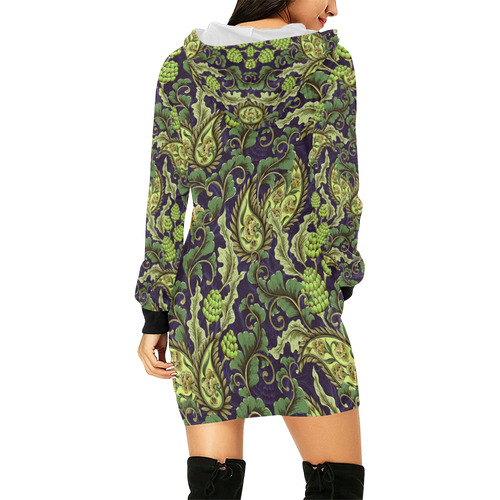 Floral Retro Wallpaper II All Over Print Hoodie Mini Dress (Model H27)