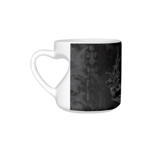 Skull with crow in black and white Heart-shaped Mug(10.3OZ)