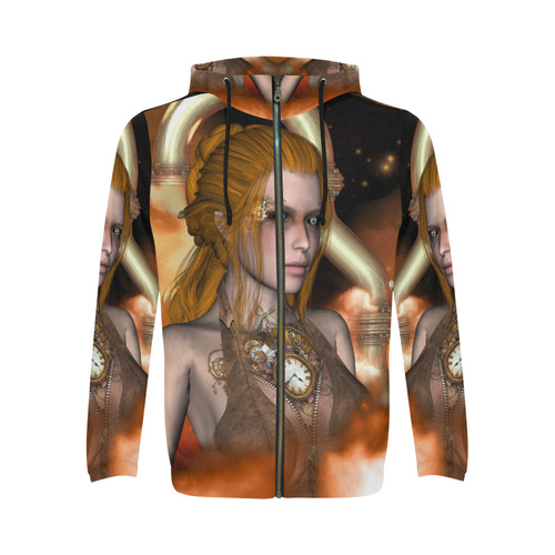 Steampunk women All Over Print Full Zip Hoodie for Men/Large Size (Model H14)