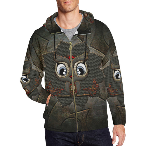 Funny steampunk owl All Over Print Full Zip Hoodie for Men/Large Size (Model H14)