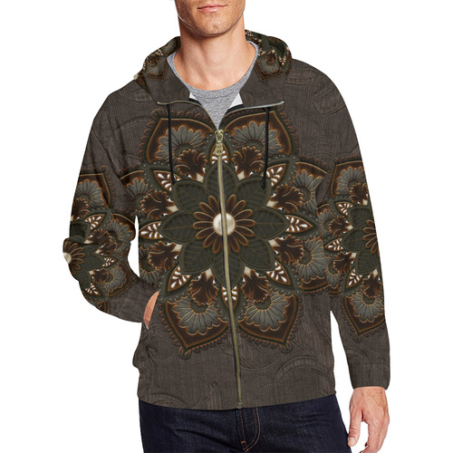 Awesome steampunk mandala All Over Print Full Zip Hoodie for Men/Large Size (Model H14)