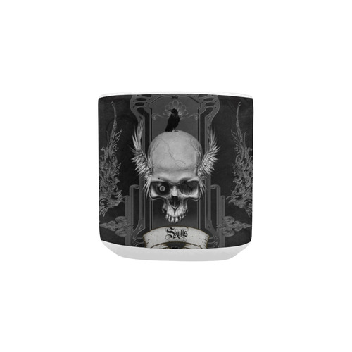 Skull with crow in black and white Heart-shaped Mug(10.3OZ)