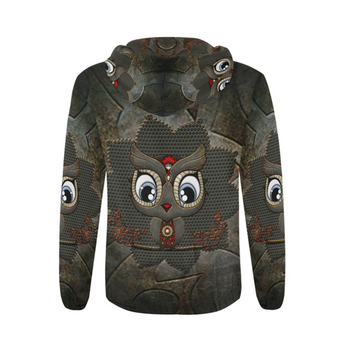 Funny steampunk owl All Over Print Full Zip Hoodie for Men/Large Size (Model H14)