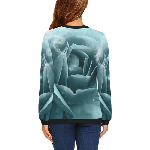 The blue rose All Over Print Crewneck Sweatshirt for Women (Model H18)