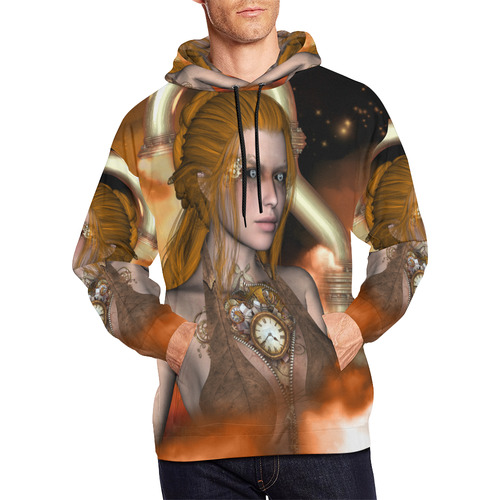 Steampunk women All Over Print Hoodie for Men/Large Size (USA Size) (Model H13)