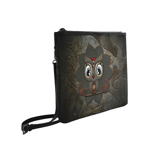 Funny steampunk owl Slim Clutch Bag (Model 1668)