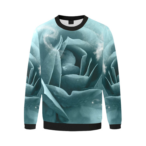 The blue rose Men's Oversized Fleece Crew Sweatshirt (Model H18)